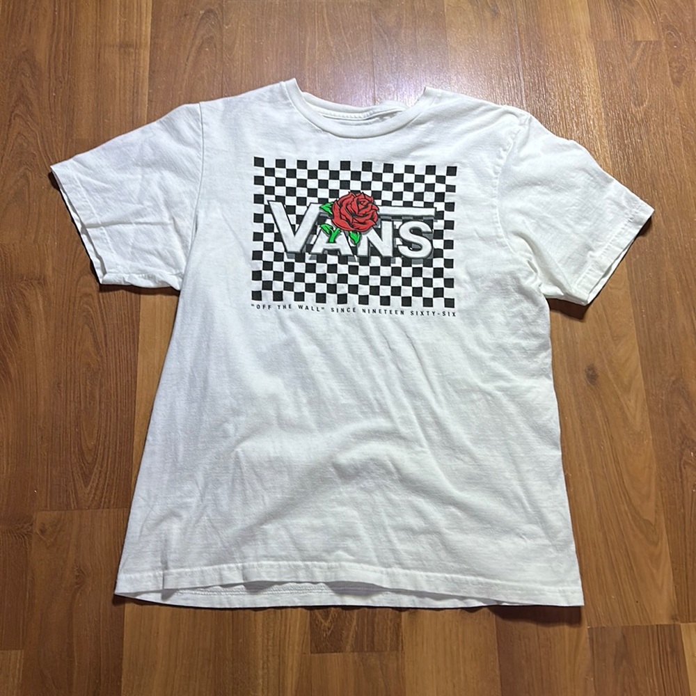 Kids XL Vans Checkerboard Rose T-Shirt